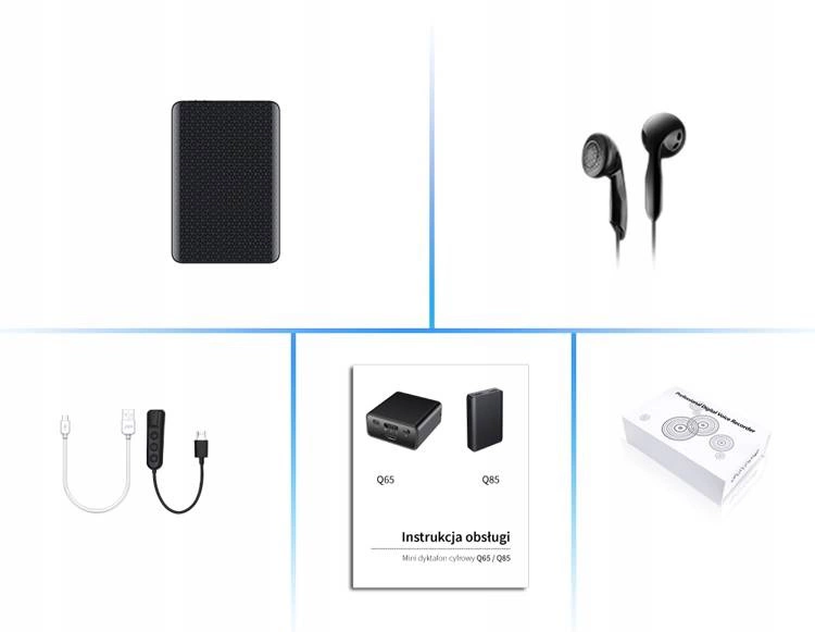 Dyktafon Podsłuch Q85 detekcja + magnes 32GB 300h