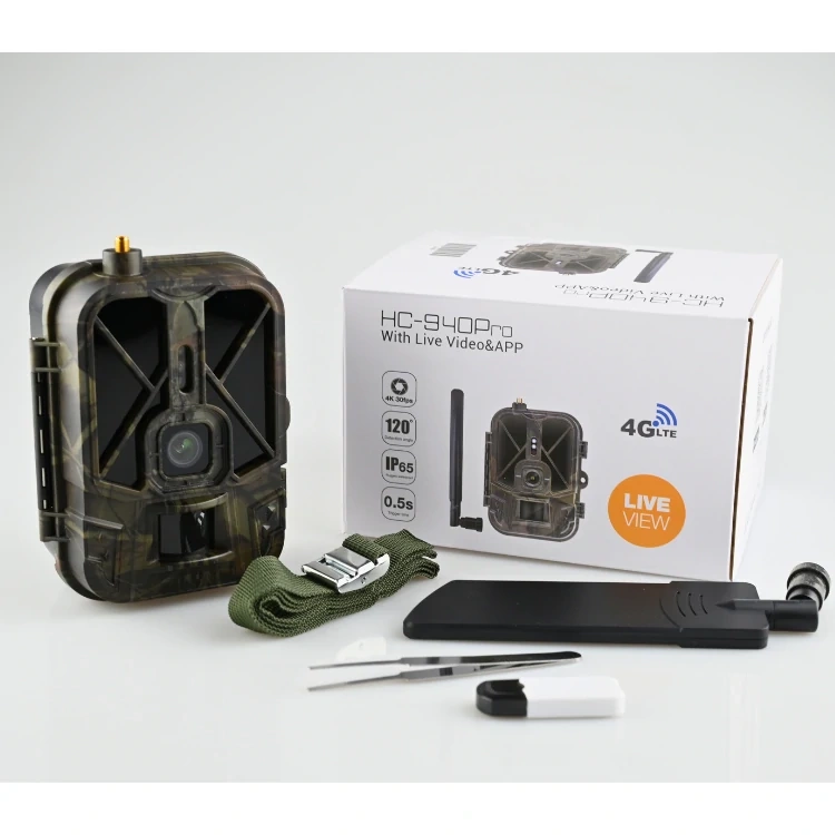 ZESTAW FOTOPUŁAPKA HC-940PRO LIVE 4G LTE 36MPX + 12XAA + SD 32GB + SIM